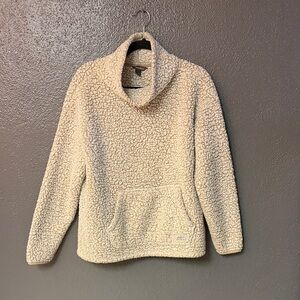 Eddie Bauer Cream Sherpa Cowl Neck Sweater